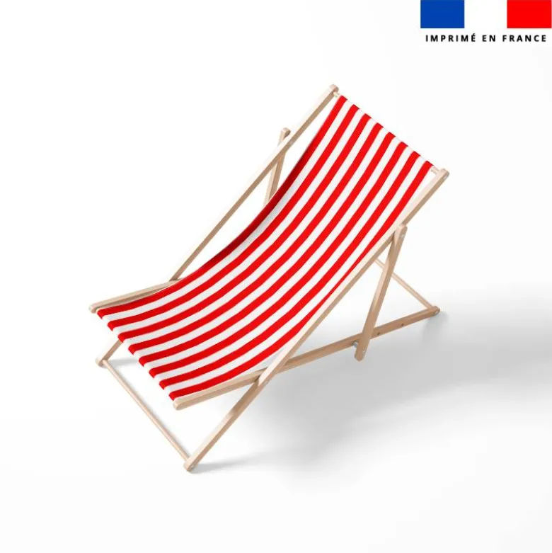 Tissu imperméable à rayures rouges et blanches - 5 cm