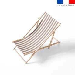 Tissu imperméable à rayures taupes et blanches - 5 cm