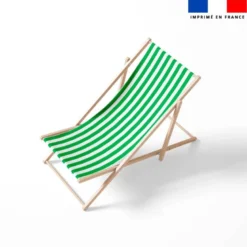 Tissu imperméable à rayures vertes et blanches - 5 cm