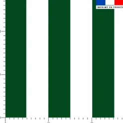 Tissu imperméable à rayures vert foncé et blanches - 5 cm