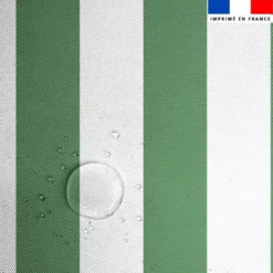 Tissu imperméable à rayures vert sauge et blanches - 5 cm