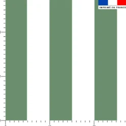Tissu imperméable à rayures vert sauge et blanches - 5 cm