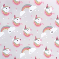 Tissu imperméable type ciré grège motif licorne