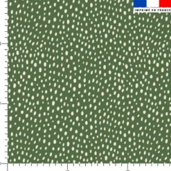 Tissu imperméable vert kaki motif pois blanc