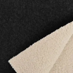 Tissu jean et fausse fourrure Teddy noir