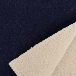 Tissu jean et fausse fourrure Teddy bleu foncé
