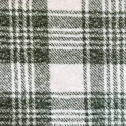 Tissu lainage bouclette motif tartan vert et écru