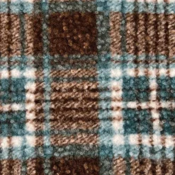 Tissu lainage bouclette motif tartan bleu et chocolat