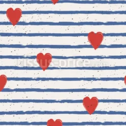 Tissu marinière à coeurs personnalisé