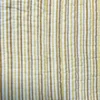 Tissu matelassé vert ocre réversible motif fleurs bleues et rayures ocre