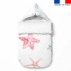 Tissu minky blanc motif étoile de mer aquarelle