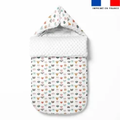 Tissu minky imprimé animaux couronne de fleurs