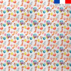 Tissu minky imprimé animaux et ballon festif