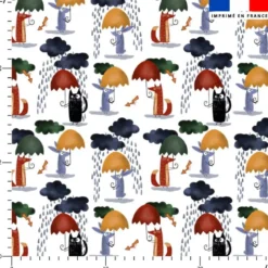 Tissu minky imprimé animaux sous la pluie
