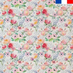 Tissu minky imprimé coquelicot effet aquarelle
