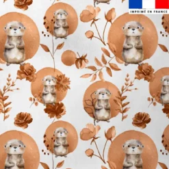 Tissu minky imprimé loutre aquarelle
