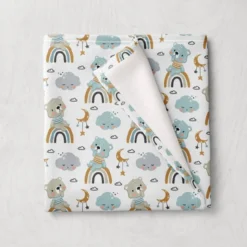 Tissu minky imprimé ourson et nuage
