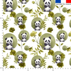 Tissu minky imprimé panda aquarelle