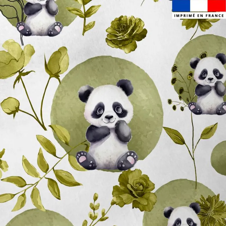 Tissu minky imprimé panda aquarelle