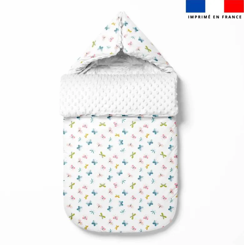 Tissu minky imprimé papillon aquarelle