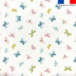 Tissu minky imprimé papillon aquarelle