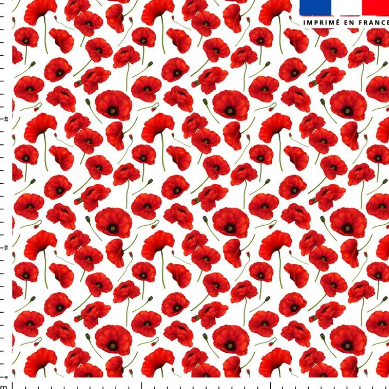 Tissu minky imprimé petit coquelicot