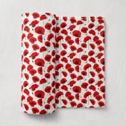 Tissu minky imprimé petit coquelicot