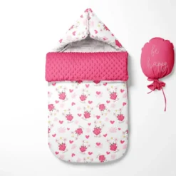 Tissu minky imprimé petit ours blanc et coeur