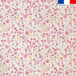Tissu minky imprimé petits coeurs roses effet aquarelle