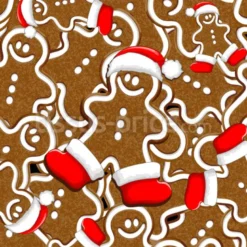 Tissu pain d’épices et bonnets de Noël personnalisé