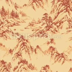 Tissu paysage montagneux japonais personnalisé