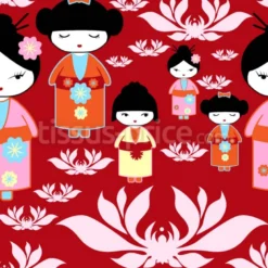 Tissu poupées Kokeshi japonaises personnalisé