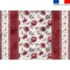 Tissu pour nappe imprimé provençal grenade et fleurs - Fond blanc