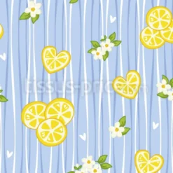 Tissu rayures et tranches de citron personnalisé