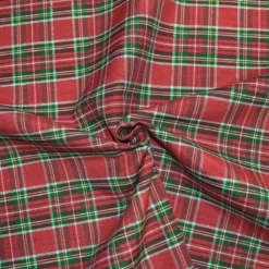 Tissu Tartan vert et rouge brillant grande largeur