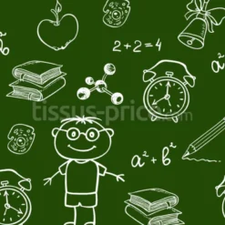 Tissu Univers Scolaire dessiné personnalisé