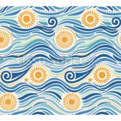 Tissu vagues et soleils personnalisé