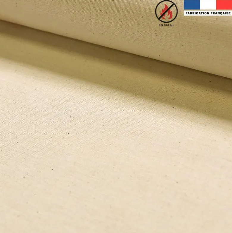Toile coton ignifugée M1 écrue