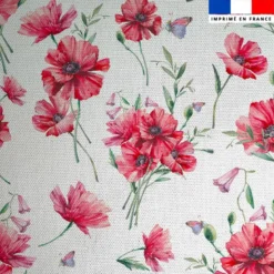 Toile coton motif bouquet de fleurs aquarelle