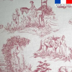 Toile coton motif toile de Jouy chevaux rouges grands motifs