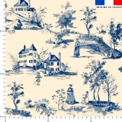 Toile de jouy campagne française - Fond crème