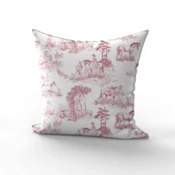 Toile de jouy chevaux rouges - Fond blanc