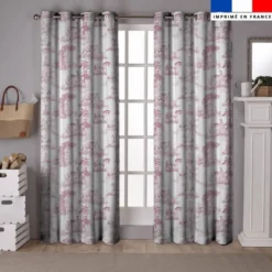 Toile de Jouy chevaux rouges grands motifs - Fond blanc