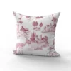 Toile de jouy paysage rouge - Fond blanc