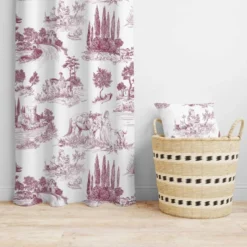 Toile de jouy paysage rouge - Fond blanc