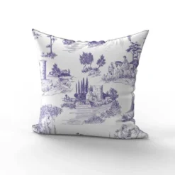 Toile de jouy paysage violet - Fond blanc