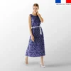 Toile de jouy paysannes blanches - Fond bleu