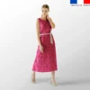 Toile de jouy paysannes crèmes - Fond rose