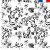 Toile de jouy paysannes noires - Fond blanc