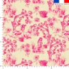 Toile de jouy paysannes roses - Fond crème